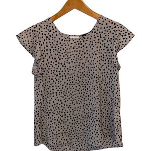 PaperMoon Blouse L Tan Black dot
